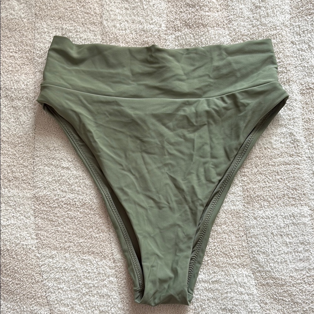 Olive Green High-Waisted Bikini Bottom